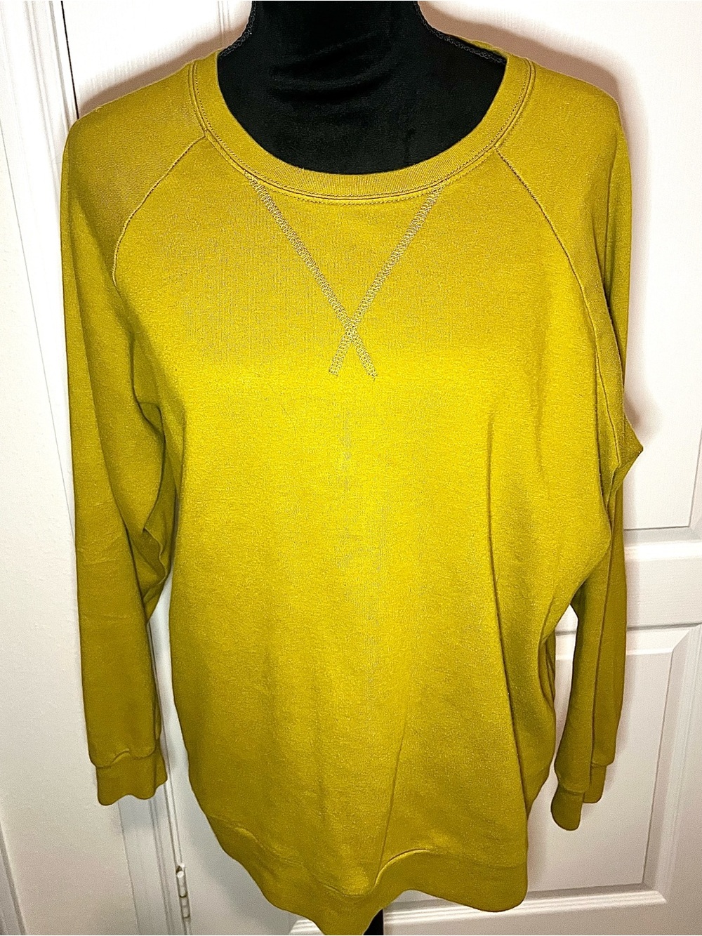 Mustard Yellow/Green Women's Crewneck Sweater